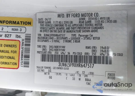 2017 Lincoln Mkz Reserve из США, поврежденный, VIN 3LN6L5F9XHR647517